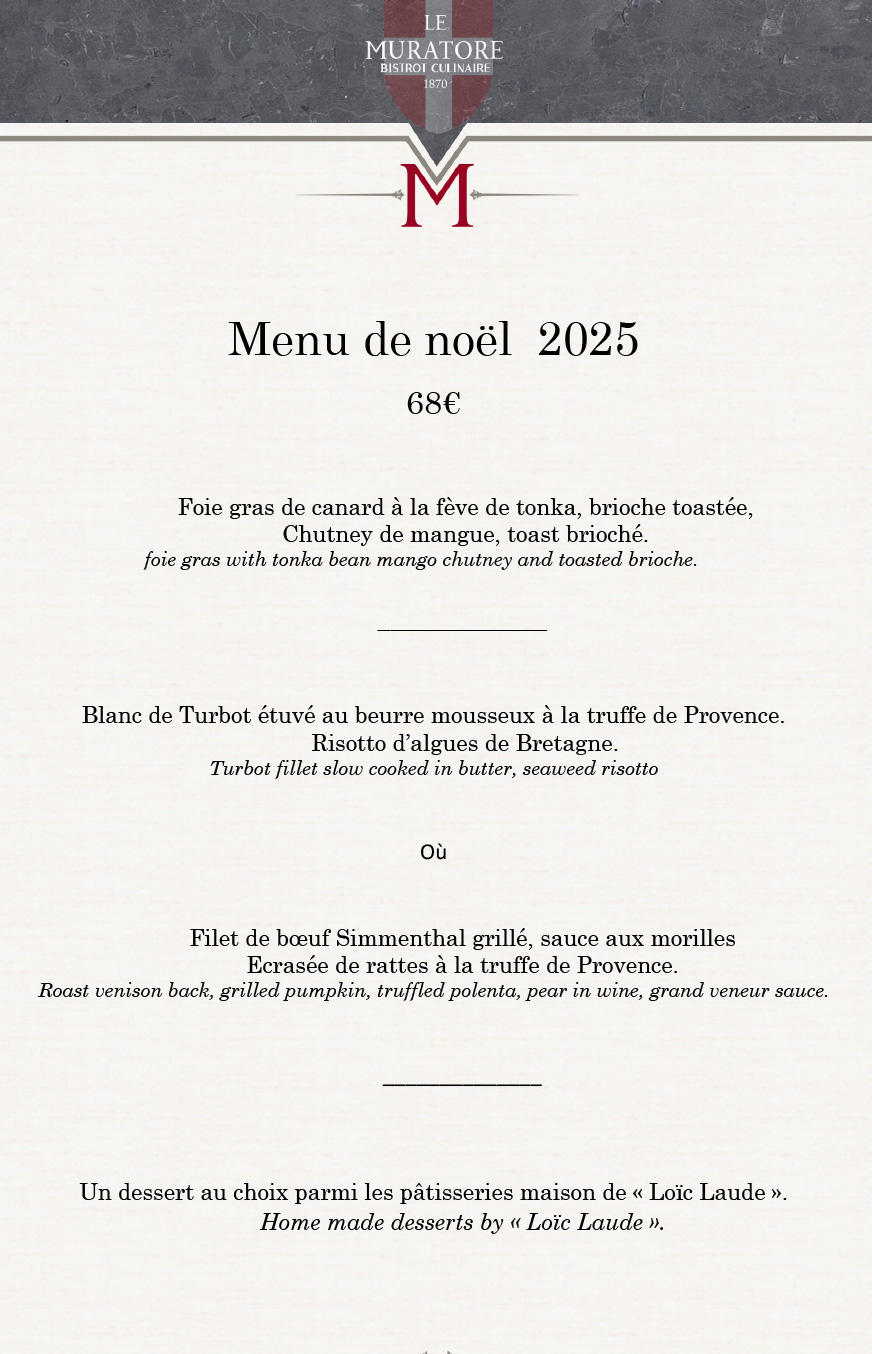 menu de noel