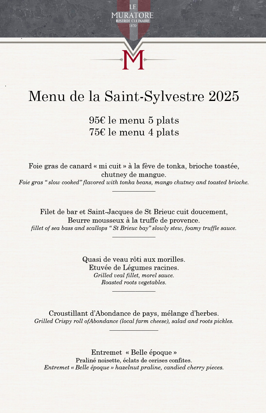 menu du nouvel an